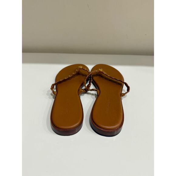 NWT Tory Burch Benton Scalloped Slip On Flat Thong Sandals Brown Womens Size 9.5 - Picture 4 of 6